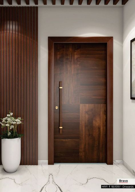 Door Decoration Designs Flush Doors Design Modern, Veneer Doors, Latest Door Designs, Pintu Interior, Flush Door Design, House Main Door, Modern Entrance Door, Modern Exterior Doors, House Main Door Design