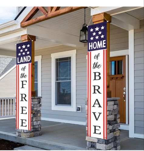 Decorative Hanging Banner Patriotic Party Supplies Decor 4th Of July Decorations Outdoor, Front Door Porch Decor, Prop Background, Patriotic Pictures, Porch Colors, Party Stand, Free Banner, 4th Of July Decor, Front Door Porch