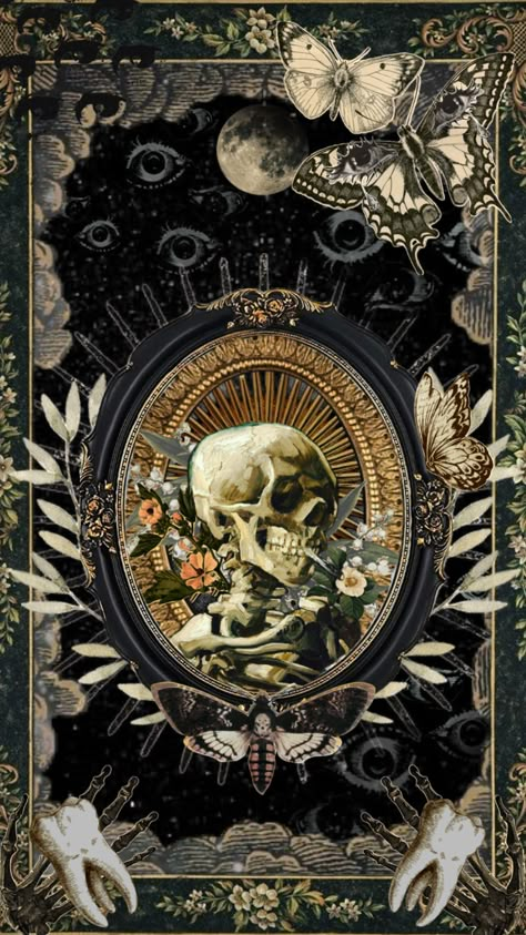 #gothic #goth #skull#vintage #art #darkacademia #fyp #nature #vibes#skull #botanical #wallpaper Artsy Background, Nature Vibes, Goth Wallpaper, Gothic Wallpaper, Mother Art, Abstract Wallpaper Design, Witchy Wallpaper, Pop Art Wallpaper, Collage Background