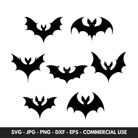 Bat SVG Bundle for Digital Download - Perfect for Your Creative Projects! Do you like making things? Our bat SVG bundle can help make your projects look great! The drawing is great for cut files that you can use for all kinds of crafts and artwork. Whether you really love Halloween or just want to make something fun, this flying bat vector is perfect. It's easy to use on your computer or software you use for design projects. Get these bat silhouettes today to make your next project extra special Bat Clip Art, Black And White Svg, Bat Vector, Cool Clipart, Bat Svg, Bat Silhouette, Logo Ideas, Silhouette Svg, Dia De Muertos