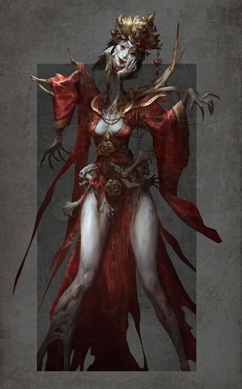 Fantasy Gods, Monsters Rpg, Zombie Queen, Creature Fantasy, Dark Creatures, 다크 판타지, Monster Concept Art, Dnd Art, Fantasy Creatures Art