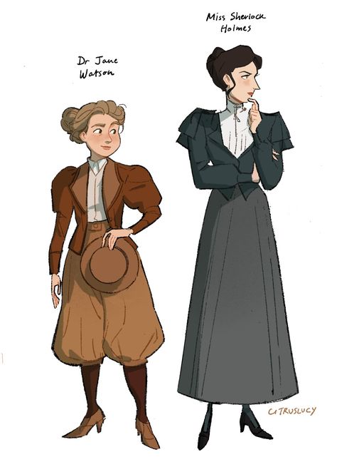 Sherlock Outfit, Victorian Character Design, Drawing Outfits, Detective Outfit, Female Detective, Sherlock Holmes Bbc, 1920s Outfits, Dr Watson, Sherlock Fanart