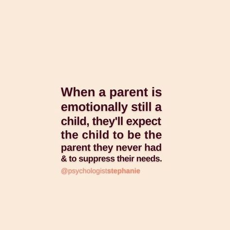 Stephanie Carinia on Instagram: "How do we develop Codependency? When as a child our emotionally immature parent expected their child to be the parent they never had, filling up their childhood void of feeling seen & cared for. The child will be rejected and punished when daring to express needs of their own. And will be loved when taking emotional care of the parent. Example: A child comes home upset from dad’s (parents divorced) and is upset, instead of comforting/ helping to regulate her ch Recovering From Emotionally Immature Parents, Immature Parents Quotes, Parentified Daughter, Parent Child Relationship Quotes, Emotionally Unavailable Parents, Divorce Parents, Incarcerated Parents, Emotionally Immature Parents, Feeling Seen