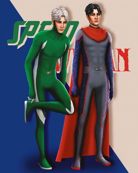 The Sims 4 CC Billy and Tommy suits from the Young Avengers Wiccan And Speed, Billy And Tommy, Sims Costume, Sims 4 Seasons, Sims 4 Men Clothing, Los Sims 4 Mods, Sims 4 Stories, Superhero Suits, Batman Costumes