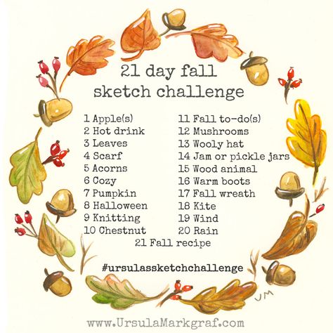 #ursulassketchchallenge Autumn Drawing, Pencil Artists, Art Journal Challenge, 30 Day Drawing Challenge, Fall Drawings, Art Challenges, Journal Challenge, Art Journal Prompts, Drawing Ideas List