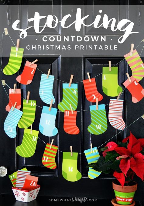 Let the countdown officially begin! This Christmas Stocking Countdown Printable is a simple way to celebrate the Christmas season! Christmas Countdown Printable, Countdown Christmas, Christmas Stockings Diy, Fun Christmas Decorations, Christmas Printable, Christmas Advent Calendar, Christmas Advent, Christmas Activities, Christmas Countdown