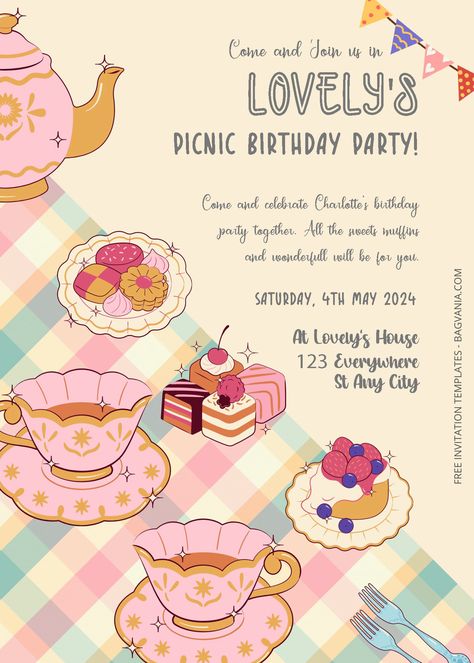 Get ( Free Editable PDF ) Picnic Party Birthday Invitation Templates #free #freeinvitation2019 #birthday #disney #invitations #invitationtemplates Picnic Invitations, Backyard Birthday Parties, Picnic Birthday Party, Picnic Theme, Picnic Birthday, Party Invite Design, Disney Invitations, Birthday Disney, Birthday Party Tables