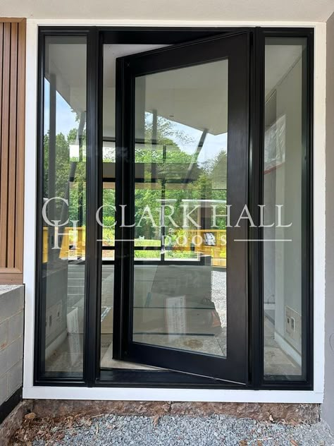 Modern Doors by Clark Hall Doors - Contact Us French Door Exterior Entrance, Glass Entrance Doors Modern, Modern Glass Entry Door, 8ft Front Door Ideas, Modern Metal Front Door, Glass Front Doors Ideas, Modern Exterior Doors Front Entry, Modern Black Front Door, Back Door Entry Ideas