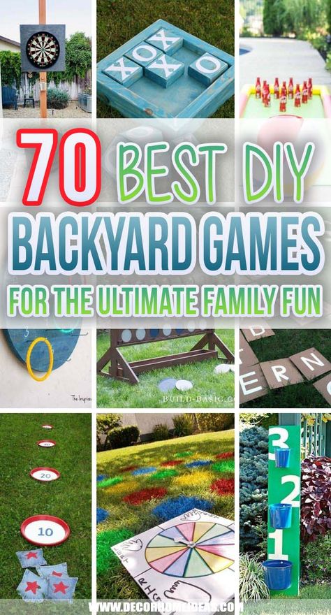 Best DIY Backyard Games. These DIY backyard games are super easy and cheap to make so your kids can enjoy unlimited summer fun without breaking the bank. Play with them all day long. #decorhomeideas Cheap Outdoor Kids Activities, Outdoor Scrabble, Playground Backyard, Diy Bowling, Backyard Kids, Backyard Kids Play Area, Bag Toss Game, Pool Games, Diy Pool