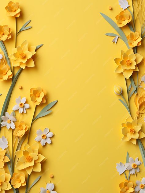 Premium AI Image | Daffodils Frame Scattered Beads Yellow Background Leave Spac Scene Art Decor Beauty Aesthetics Daffodil Background, Yellow Background Wallpapers, Yellow Background Aesthetic, Yellow Flowers Aesthetic, Dc Painting, Yellow Flowers Wallpaper, Leaf Pictures, Little Kanha Ji Images, Photo Yellow