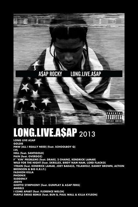 made by Jess(:  ig: @jess.cary Asap Album Cover, Long Live Asap Poster, At Long Last Asap Album Cover, Long Live Asap Wallpaper, Long Live Asap Album Cover, At Long Last Asap, Asap Rocky Aesthetic Poster, Testing Asap Rocky Album Cover, Black And White Asap Rocky Poster