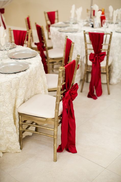 Red Xv Decorations, Red White And Gold Wedding Reception, Red White Gold Wedding Decoration, Red White And Gold Wedding Decorations, Red And Ivory Wedding Theme, Gold Red Wedding, Red White Gold Wedding, White And Red Wedding Decorations, Red And Gold Wedding Decorations