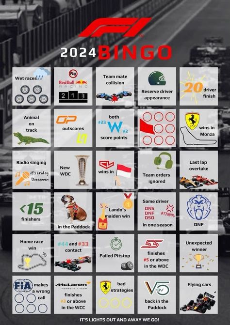 BINGO Free Bingo Cards, Bingo Template, Pray For Love, Formula 1 Car Racing, Mclaren P1, Formula 1 Car, Racing Driver, Bingo Cards, F1 Drivers