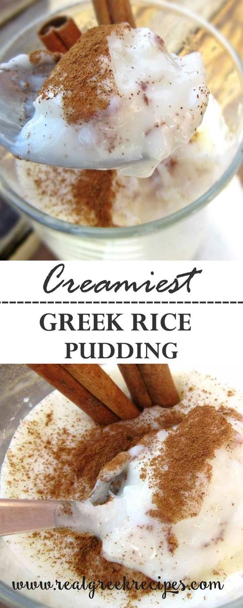 A cool and refreshing rice pudding without eggs. In Greece we always eat it cold from the fridge. Pudding Without Eggs, Greek Rice Pudding, Pudding Rice, Greek Rice, Keto Pudding, Malva Pudding, Rice Pudding Recipes, Oreo Pudding, Rice Pudding Recipe