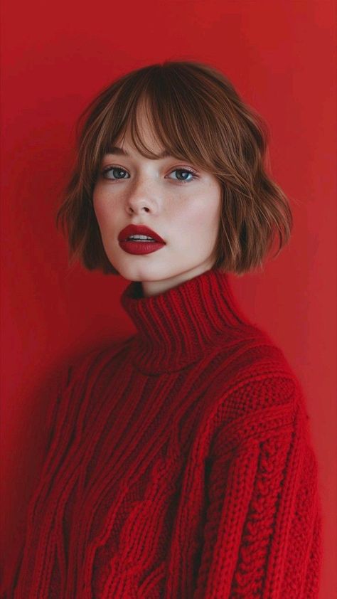 Long Hair Cut Short, Beauty Portraits, Woman Sweater, Brazilian Remy Hair, 100 Human Hair Wigs, Wavy Bobs, Face Photography, Photorealism, Portrait Inspiration