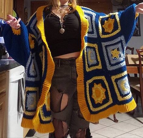 Sun, Moon, Stars Cardigan: FINISHED - Crochet 🧶 - Ribblr community Star Cardigan, Celestial Aesthetic, Crochet Star, Crochet Clothing And Accessories, Sun Moon Stars, Crochet Clothing, Shoulder Length Hair, Moon Stars, Sun Moon