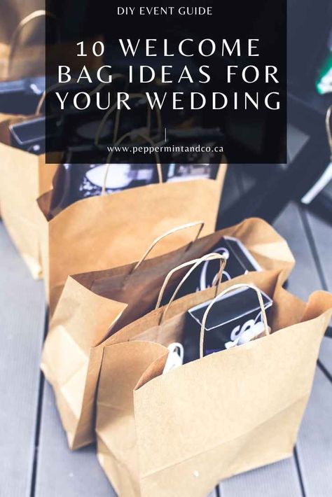 Welcoming your guests at your wedding can’t be anymore special than with a curated welcome bag for almost every season and theme! We’ve rounded up our top 10 welcome bag ideas that you can also use for your wedding! #WeddingWelcomeBag #WelcomeBagIdeasWedding #GiftingForWedding #GiftsForWeddingGuests Wedding Guest Care Package Welcome Bags, Wedding Welcome Boxes For Guests, Wedding Welcome Basket Ideas, Goodie Bag Wedding Guest Gifts, Wedding Welcome Bag Ideas For Hotel Guests, Wedding Goody Bags For Hotel Guests, Gift Bags For Out Of Town Wedding Guests Welcome Baskets, Wedding Swag Bag Ideas, Out Of Town Wedding Guest Bags Ideas