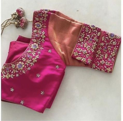 Magam Work Designs, Pink Blouse Designs, Blouse Maggam Work, Work Blouse Designs, Blue Blouse Designs, Latest Bridal Blouse Designs, Maggam Work Blouse, Blouse Designs Catalogue, Maggam Work Designs