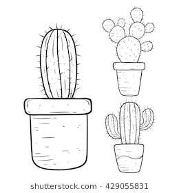 Black And White Cactus, Cactus In Pot, Cactus Doodle, Hand Quilting Designs, Cactus Vector, White Cactus, Cactus Tattoo, Cactus Drawing, Making Plant Pots