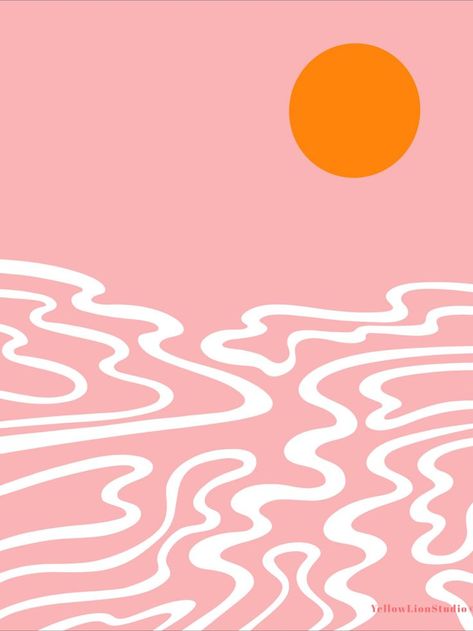 Pink Ocean Printable available on Etsy - Yellow Lion Studio , a simple art print on my etsy shop, Instant download wall art, pink and orange, simple, sun, sunset, waves, line art, minimalist wall decor, boho, bohemian, flow, flowy, abstract, sunrise, decor, homedecor, homeinteriors, interiordesign, printable, etsy, etsyfinds, design, simplistic, flowing, ocean, sea, art #blush #bright #aesthetic #line #print #cute #kids #children #nursery #livingroom #kitchen #bedroom Pink Ocean Sunset, Waves Line Art, Sunrise Decor, Sunset Simple, Orange Landscape, Sunset Illustration, Bright Artwork, Hippie Posters, Pink Artwork