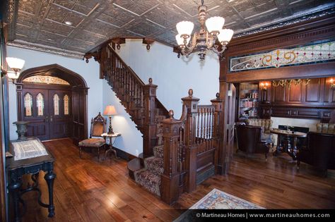 Victorian Gothic foyer Gothic Revival Interior, Gothic Homes, Gothic Revival House, Gothic Revival Architecture, Gothic Interior, Modern Gothic, Victorian Interiors, Gothic Revival, American Gothic