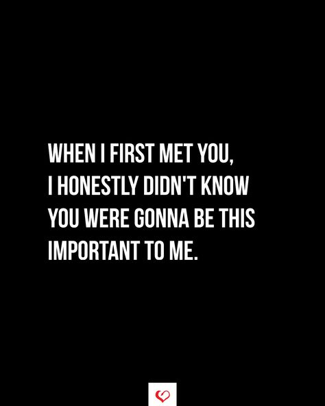 When I first met you, I honestly didn't know you were gonna be this important to me. #relationship #quote #love #couple #quotes Havent Met You Yet Quotes, Important Friend Quotes, Everything Reminds Me Of You Quotes, When I’m With You Quotes, Glad I Met You Quotes Friendship, When I First Met You, So Glad I Met You Quotes, When I Met You Quotes, When I First Met You Quotes