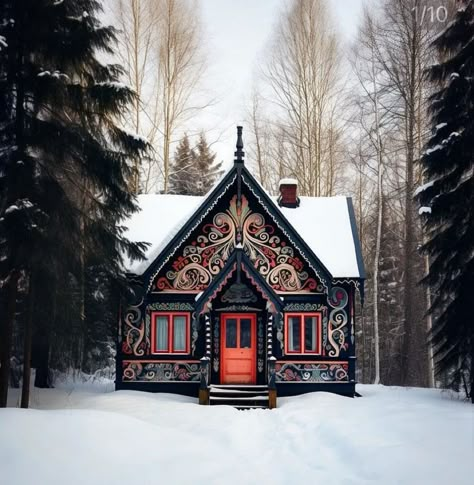 Cottage Exterior Ideas, Small Cabin In The Woods, Cabin Woods, Cottage Winter, Cottage Tiny House, Cabin Designs, Cute Cabins, Christmas Cabin, Wood Cabin