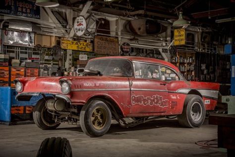 Amazing 1957 Chevy Gasser Find - http://barnfinds.com/amazing-1957-chevy-gasser-find/ Laundry List, Vintage Garage, 1957 Chevy, Rat Rods Truck, Early 60s, Drag Racing Cars, Chevy Bel Air, Vintage Race Car, Chevrolet Bel Air