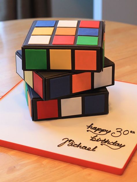 Rubik's Cube cake | The 80's seem to be a popular time in ou… | Flickr Rubik Cake, Cube Cake, Realistic Cakes, Single Layer Cakes, Rubix Cube, Gateaux Cake, Crazy Cakes, בר מצווה, Special Occasion Cakes