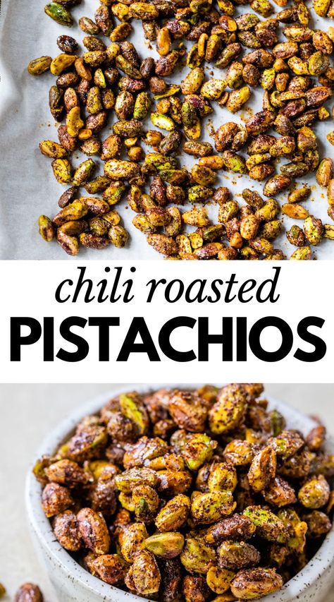 Roasted Pistachios Recipe, Roasted Pistachios, Pistachio Recipes, Nut Recipes, Roasted Nuts, Crunchy Snack, Homemade Chili, Spicy Chili, Honey Roasted