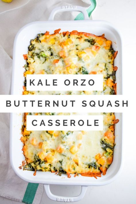 Kale Casserole Recipes, Kale Orzo, Kale Gratin, Kale Casserole, Butternut Squash Casserole, Favorite Casserole Recipes, Comfort Pasta, How To Cook Kale, Entertaining Tips