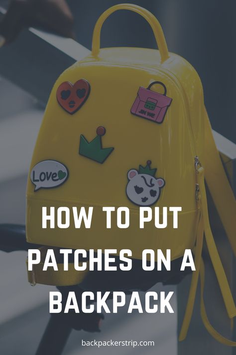 Things To Sew On Backpack, Sewing A Patch, How To Iron On Patches To Backpack, Display Patches, Embroidered Patch Backpack For Everyday Use, Diy Backpack Decoration, School Backpack With Embroidered Patch, Patches Backpack, Diy Patches Embroidery