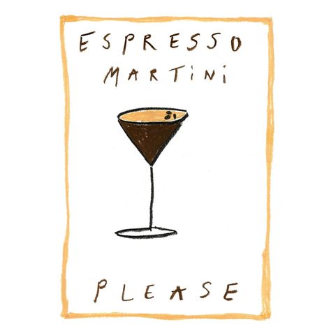 Tatiana Alida, Martini Please, Cocktail Prints, Minimalist Text, Risograph Print, Life Board, Beer Pong, Espresso Martini, Contemporary Minimalist