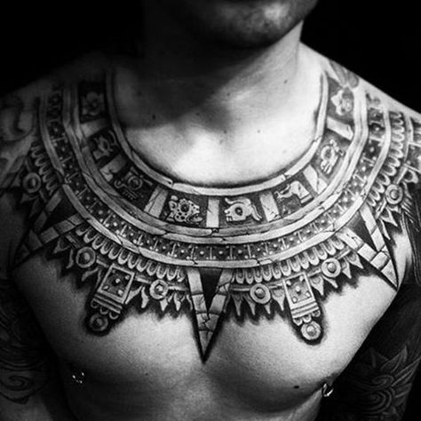 Collar Tattoo, Aztec Warrior Tattoo, Aztec Tattoos Sleeve, Aztec Artwork, Mayan Tattoos, Aztec Tattoos, Mexican Tattoo, Mexican Art Tattoos, Warrior Necklace