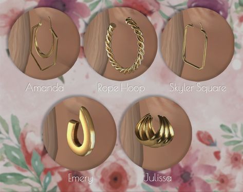 Amanda Double Hoop Earrings  (SFS / Mediafire)  - TF-EF  - 1647 poly  - envcube  - layerabled  - compressed  - 4 swatches  Rope Hoop Earrings  (SFS / Mediafire)  - TF-EF  - 3731 poly  - envcube  - layerabled  -... Sims4 Jewelry Cc, Sims 4 Cc Jewelry Patreon, Sims4 Jewelry, Sims 4 Cheats, Sims 4 Piercings, Sims 4 Cas Mods, Sims Packs, Play Sims 4, Sims 4 Cc Shoes