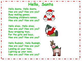 I’ve posted another song and song chart on A Teachers Touch.  Happy Holidays! You Might Also Like:Pond Measurement Math WorkStationS-A-N-T-A song and song chart Freebie100 Numbered ApplesDIY Christmas Treats Christmas Rhymes, Preschool Christmas Songs, Santa Songs, Xmas Activities, Hello Santa, January Classroom, Emergent Literacy, Christmas Poem, Xmas Songs