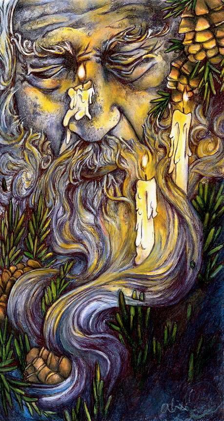 old man december by ~Cephalopodwaltz on deviantART Fairytale Artwork, Old Man Winter, Nature Spirits, Spiritual Artwork, Fairytale Illustration, Occult Art, T Art, Mixed Media Art Journaling, Winter Art