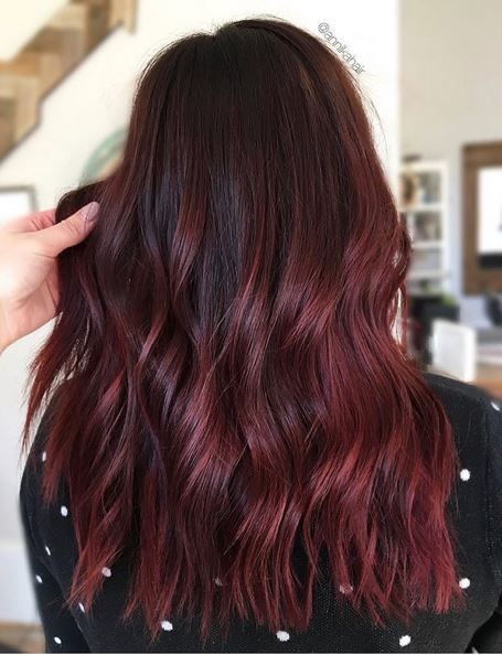 #hair #hairstyle #haircut #hairstyles #hairstylist #haircolor #hairdresser  #hairgoals #hairdo #hairfashion #hairoftheday #haircare #hairsalon #haircolour #hairdye  #hairofinstagram #hairideas #hairextensions #hairs #hairinspo #hairtutorial #HAIRCUTS  #hairy #hairstyling #hairvideo #hairinspiration #hairporn #hairlove #hairvideos #hairbrained Rosey Brown Hair Color, Maroon Hair Balayage, Darker Red Hair Color, Cherry Red Balayage Hair Brunettes, Dark Red Bayalage Hair, Merlot Hair Color Burgundy, Mocha Red Hair Color, Hair Color Ideas For Brunettes Fall, Medium Length Burgundy Hair