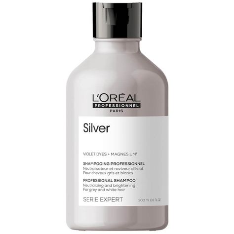 L'Oréal Professionnel Serie Expert Silver Shampoo 300ml - LOOKFANTASTIC Grey Hair Hacks, Best Silver Shampoo, Shampoo Loreal, Gold Blonde Hair, Best Purple Shampoo, Bright Blonde Hair, Grey Blonde Hair, Silver Shampoo, Babassu Oil