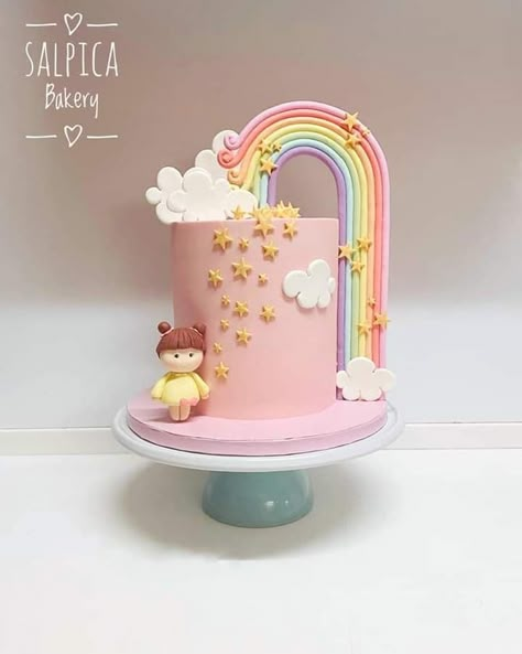 Pastel Rainbow Cake, Baby First Birthday Cake, Idee Babyshower, Rainbow Birthday Cake, Unicorn Birthday Cake, 3rd Birthday Cakes, 1st Birthday Cakes, Beautiful Birthday Cakes