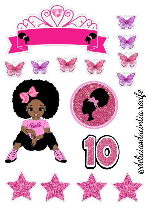 Black Barbie Birthday Party, Black Barbie Logo, Barbie Party Decorations, Barbie Birthday Cake, 5th Birthday Party Ideas, Princess Birthday Cake, Barbie Logo, Cars Theme Birthday Party, Barbie Birthday Party