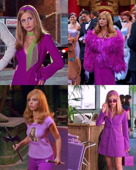 Daphne Movie Outfits, Daphne Scooby Doo Live Action Outfits, Blonde Pop Culture Costume, Daphne And Shaggy Costume, Daphne Scooby Doo Movie, Daphne Blake Outfit, Daphne Blake Aesthetic, Daphne Outfit, Daphne Halloween Costume