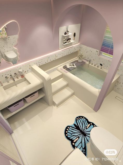 #room #roomdecoration #decor Korean Style Bathroom Aesthetic, Anime House Interior Bathroom, Pink Room Aesthetic Hello Kitty, Cute Korean Bathroom Aesthetic, Bathroom Decor Hello Kitty, Cool Room Designs, Pastel Room Decor, Bathroom Design Layout, Interior Design Your Home