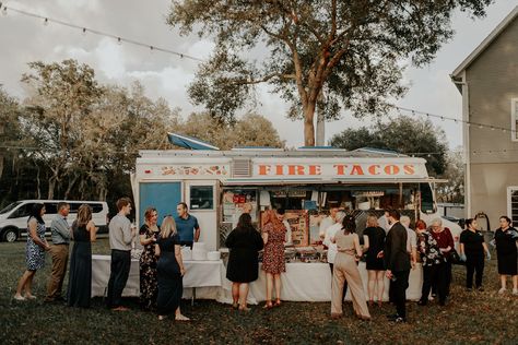 Taco Truck Aesthetic, Tacos At Wedding, Wedding Taco Truck, Taco Truck Party, Taco Truck Wedding, Wedding Tacos, Grad Party Decor Ideas, Taco Wedding, Taco Bar Wedding