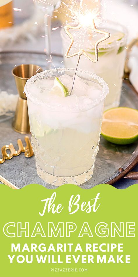 Sparkling Margarita Recipe, Champagne Margarita Pitcher, Margarita Mimosa Recipe, Mimosarita Recipe, Prosecco Margarita Drink Recipes, Nye Margaritas, New Years Eve Margarita, Margarita Batch Recipe, New Years Margarita