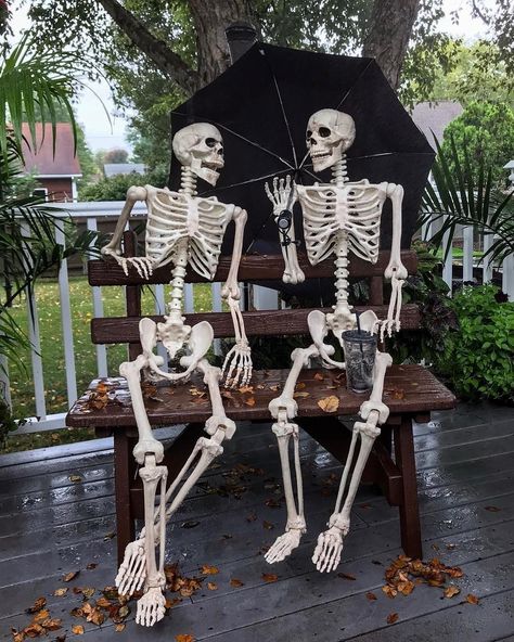 Skeleton Halloween Decor, Skeleton Pics, Fall Skeleton, Skeleton Photo, Silly Skeleton, Skeletons Halloween, Idea For Halloween, Halloween Decor Ideas, Horror Party