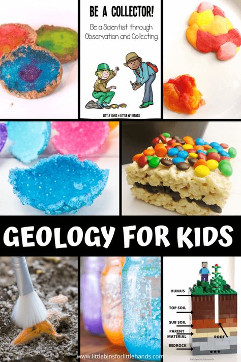 Fascinating Geology for Kids | Little Bins for Little Hands Rock Experiments For Preschool, Hands On Rock Activities, Geology And Rocks Preschool Activities, Geology Homeschool Unit, Rock Projects For Kids, Geology Science Experiments, Geology Preschool Activities, Geology Unit Study, Geology Activities For Preschoolers