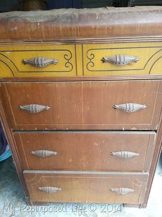 waterfall-chest-of-drawers Stencil Dresser, Art Deco Buffet, Waterfall Furniture, Art Deco Bedroom Furniture, Chest Of Drawers Makeover, Waterfall Dresser, Paint Furniture Diy, Repurposed Furniture Ideas, Chalk Paint Furniture Diy