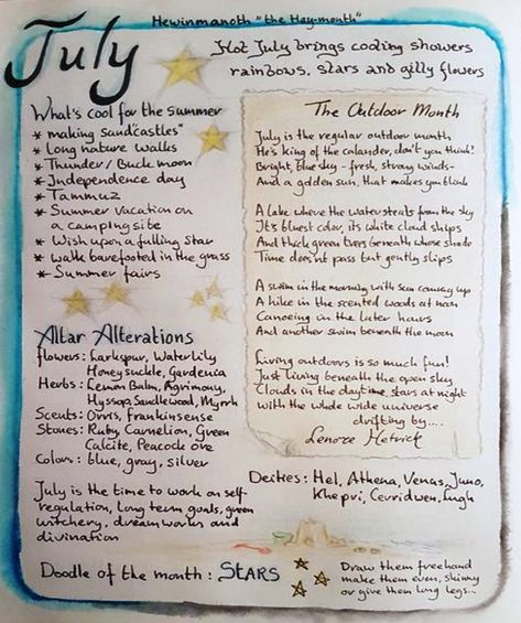 July Witchcraft, July Correspondences, Months Of The Year Witchcraft, August Magical Correspondences, Monthly Correspondences, July Magical Correspondences, July Magic, Days Of The Week Magical Correspondences, Spirituality Notes