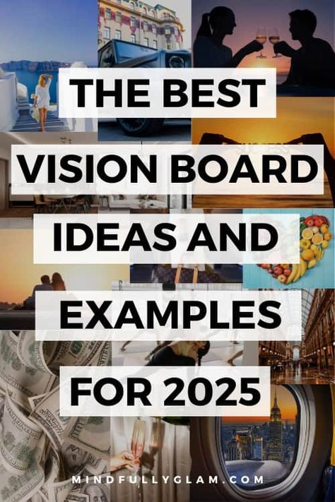 2025 Vision Board Ideas & Vision Board Examples to Manifest Your Dreams! Study Images For Vision Board, Easy Vision Board Examples, Ideas Of Vision Boards, Vision Board Decoration Ideas, Ideal Life Vision Board, Becoming Board Ideas, Beauty Vision Board Ideas, 2025 Vision Boards Ideas, Vision Board Ideas Inspiration Poster